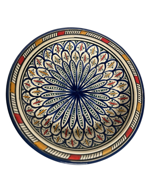 Handmade Multicolor Clay Serving Plate – 32.5cm Wide x 4.5cm Deep – Unique Artisan Pottery Dish for Dining & Home Decor